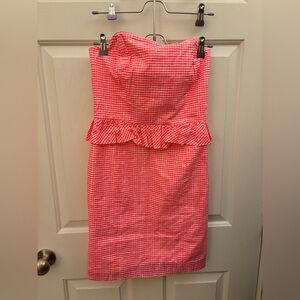 Lilly Pulitzer Pink Gingham Strapless Dress